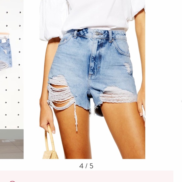 TOPSHOP High Waisted Distressed denim shorts - Picture 5 of 7